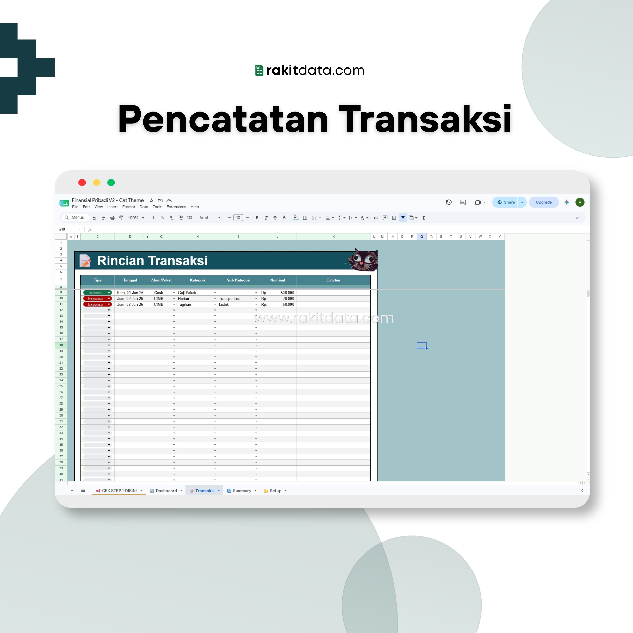 Rekap Transaksi Cat Theme