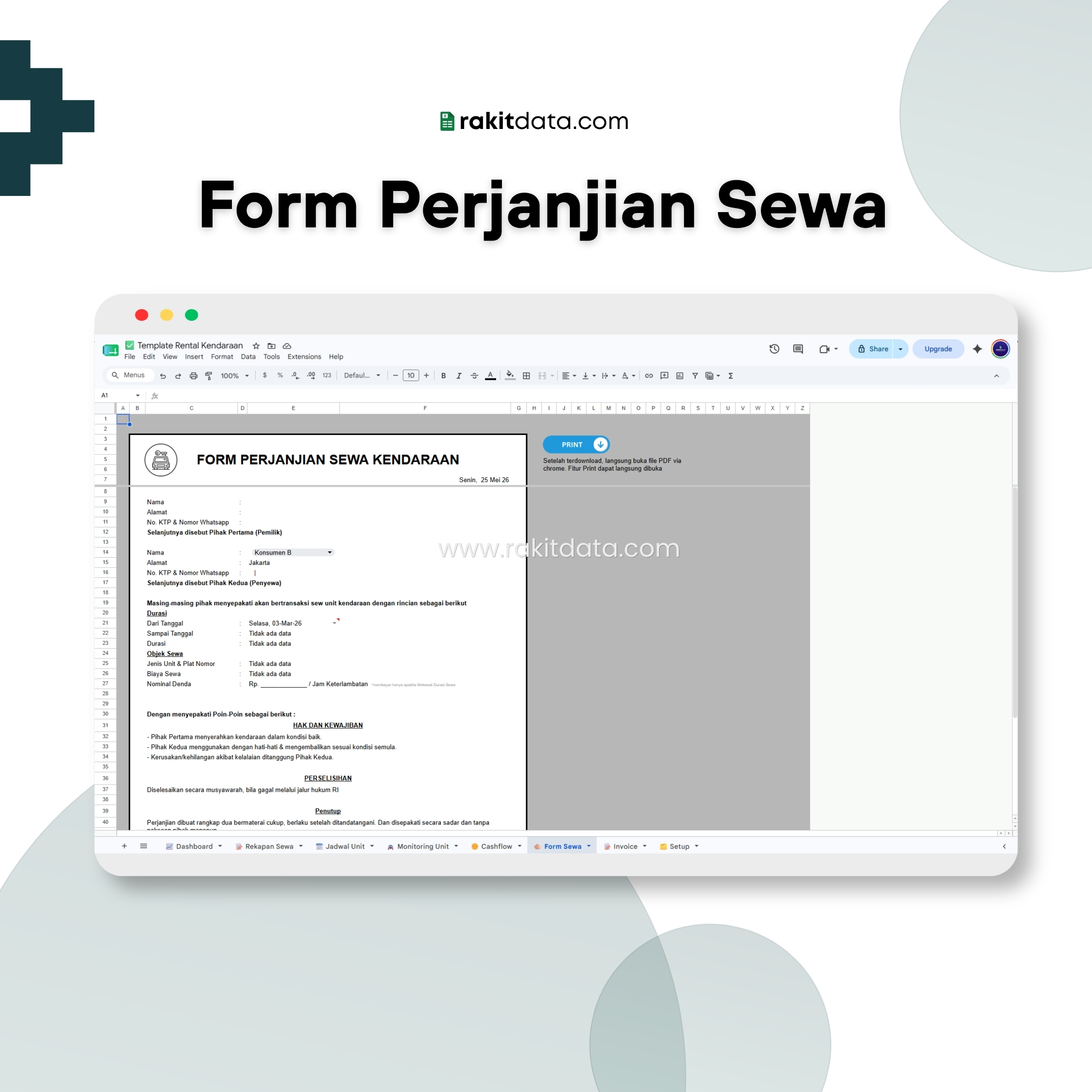 Form Perjanjian Sewa